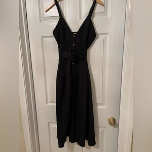 Reiss Vita Button Through Midi Dress in Black - Size 4